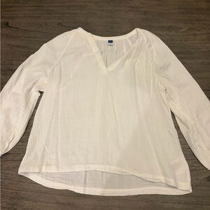 Old Navy Cream V-Neck Blouse